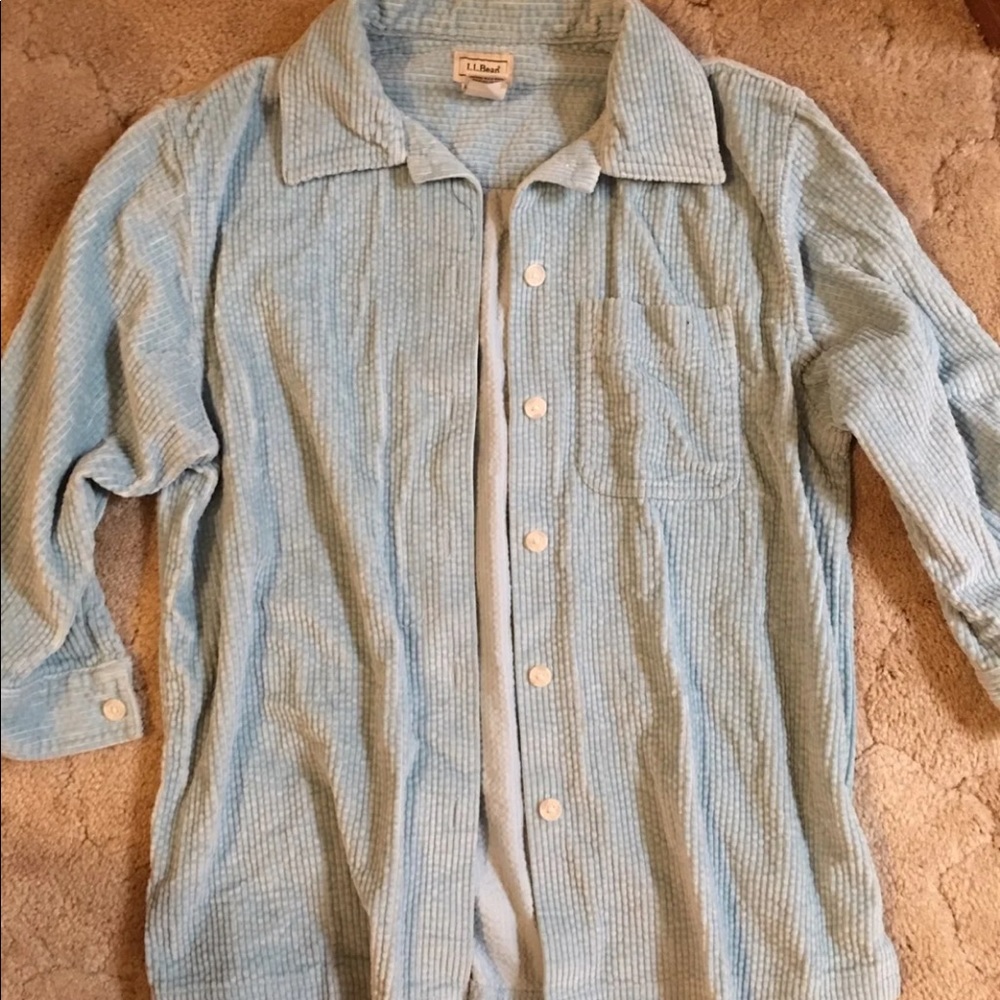 LL Bean corduroy Button Down chambray Top jacket S